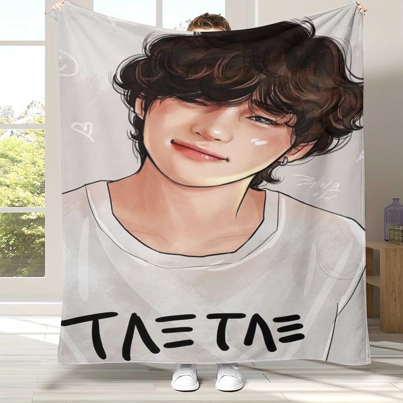 Ким Тхэ Хён V Kpop B-BTS Фланелевое одеяло, Ультрамягкий теплый плюшевый плед для дома, спальни, кровати, дивана, офиса, кемпинга, пикника
