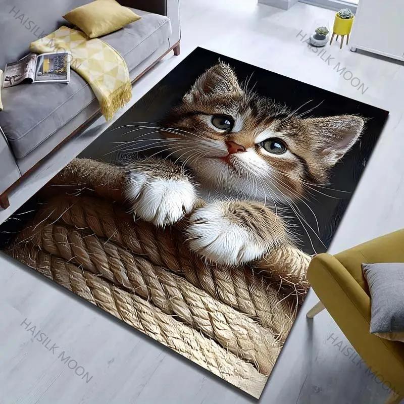 3D Милый Котенок Узор Ковер Коврики для Спальни Гостиной Дивана, Коврик для Учебы Йоги Нескользящий, Несколько Размеров на Выбор Доставка на Следующий День