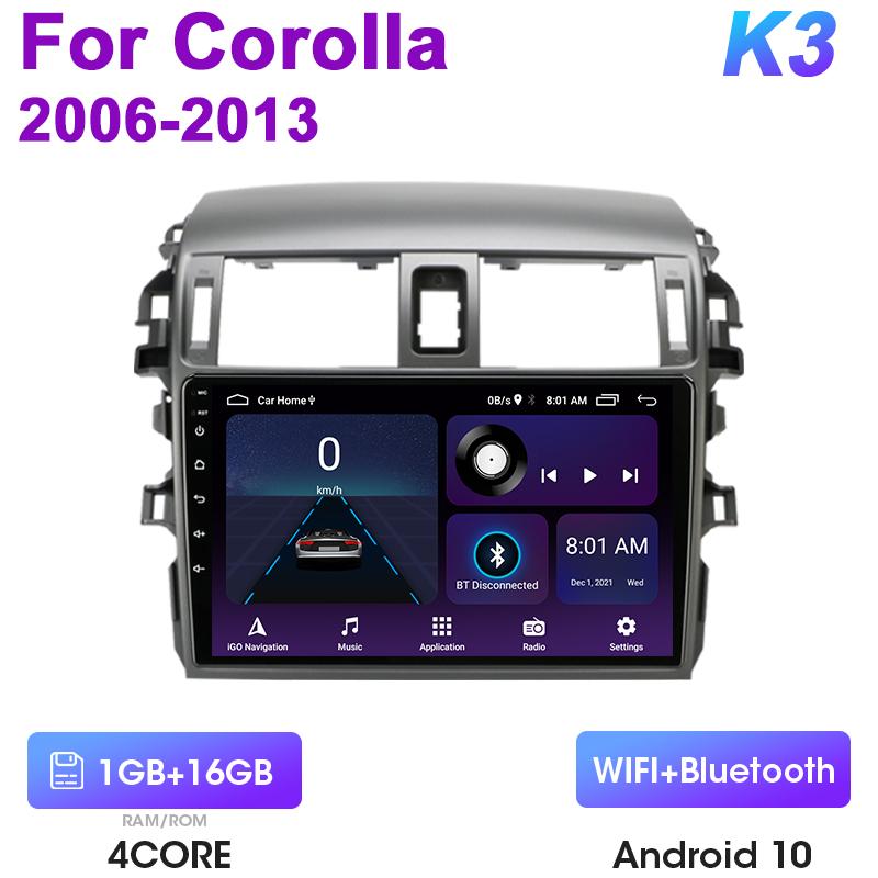 Android 12 Автомобильное радио для Toyota Corolla E140/150 2006 - 2013 GPS Carplay Auto 2 Din Stereo интеллектуальные системы Smart Autoradio