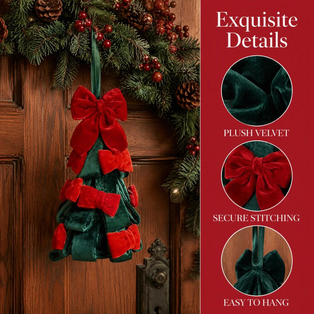 Handmade Craft Christmas Ornament Velvet Bow Christmas Tree Decor Hanging Pendant Christmas Decor