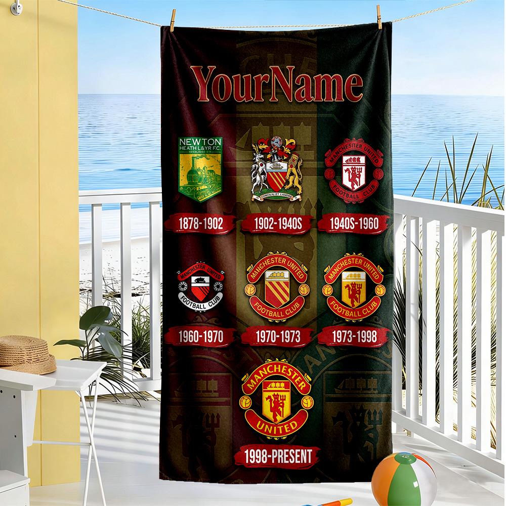 Manchester Customize Your Name Beach Towel High Absorbency & Quick-Dry Ideal for Travel Outdoor Swim Pool Yoga Surf Camping Hiking Gym Gift Holiday