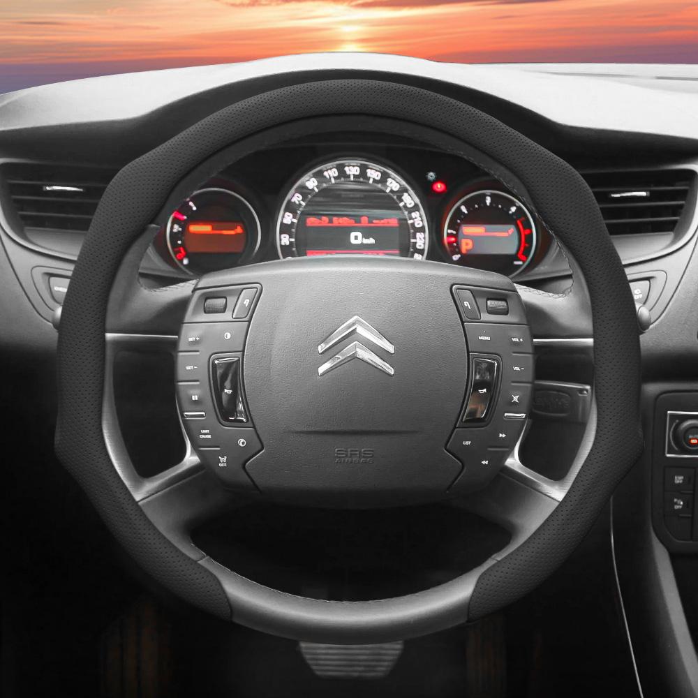 Подходит для Citroen Чехол на руль из перфорированной кожи C3 C4 X Berlingo C5 Aircross Jumper SpaceTourer Ami X Красный Черный