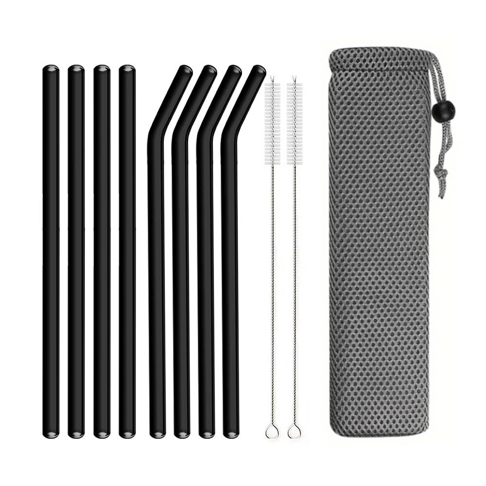 200*8 мм многоразовый стеклянный набор соломинок из боросиликатного стекла для коктейлей соломка здоровая экологически чистая питьевая соломинка с прозрачной кисточкой