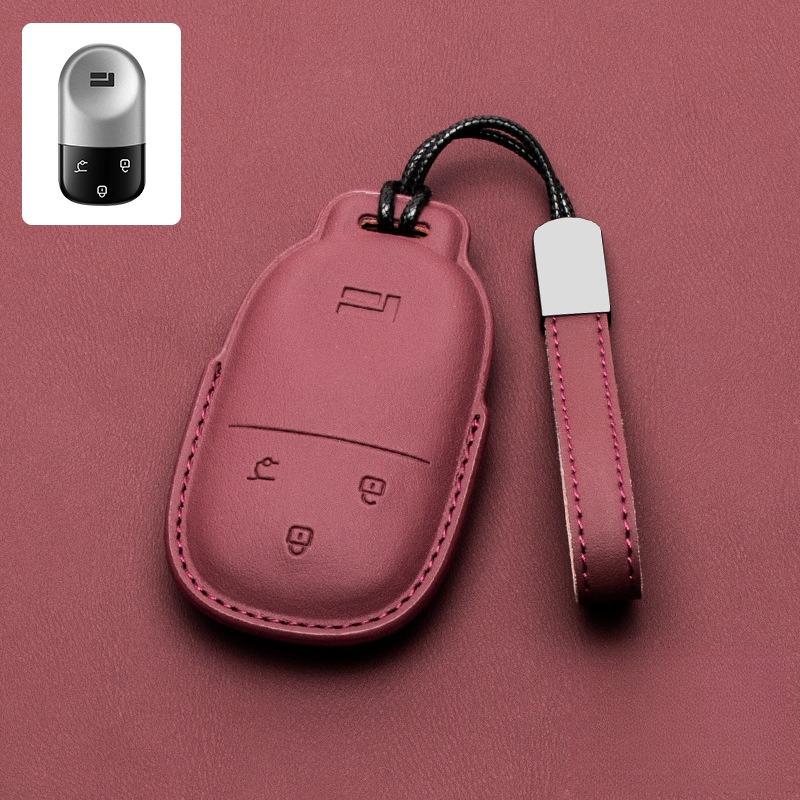 For BAIC JISHI Polestones 01 Rox 2024 2025 2026 Car Leather Key Fob Cover Remote Case Cover Car Keychain Holder Bag Accessories