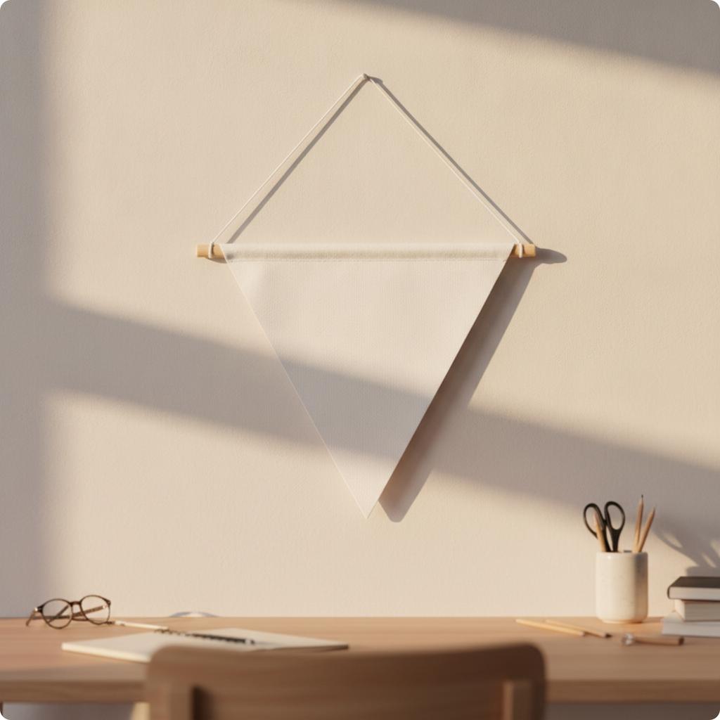 Blank Banner with Wooden Rod Plain Banner with Hanging String Decor Decorative for Crafters, Craft Displays, Bedrooms