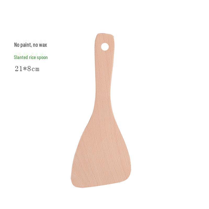 Неокрашенный деревянный кухонный набор из лопатки и ложки с длинной ручкой и антипригарным покрытием для сковороды