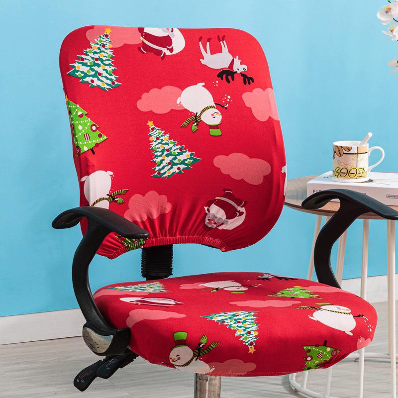 Чехол на вращающееся офисное кресло и подушку из эластичной ткани с принтом