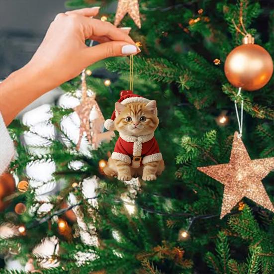 4 шт. Милое украшение на елку с кошкой, 2D плоское акриловое зеркало заднего вида для автомобиля