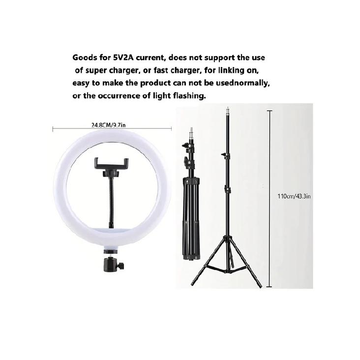 110cm tripod stand+O-clip, equipped with 10 inch live streaming ring fill light and selfie live streaming artifact