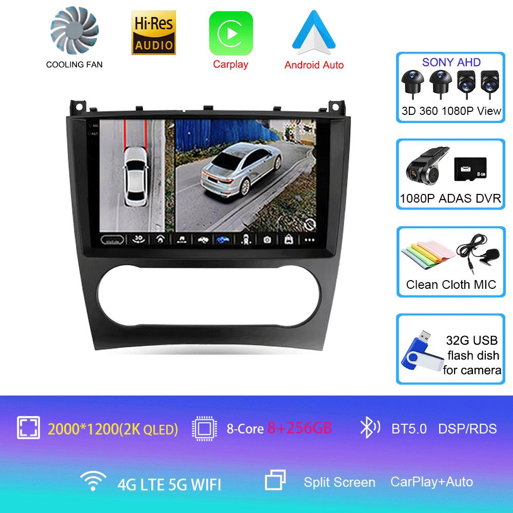 Автомобильное радио Android 14 Carplay для Benz W203 W209 C180 C200 C220 C230 2004 - 2011 Навигация GPS Мультимедийный плеер Wi-Fi+4G BT Авто