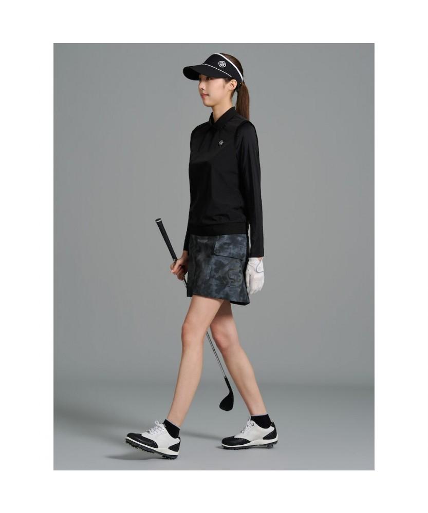 BEANPOLE GOLF [B_Under] Женская перфорированная футболка-поло с комбинированным воротником - Черная