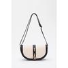 Black-cream Shk92 Lock Detailed Artificial Leather Single Compartment Snap Fastener Hand, Arm And Shoulder Bag L:15E:25 W:6