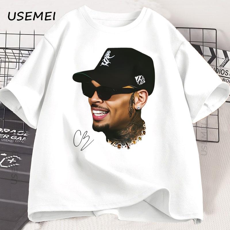 Футболка Chris Brown Breezy Bowl XX Футболка рэпера Повседневная с коротким рукавом с круглым вырезом Футболка Концерт Музыка Хип-хоп Мужская одежда