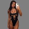 Соблазнительное белье Femme Ультра-чувственный Боди с открытой промежностью на шнуровке Сексуальные Девушки Завязывающиеся бретельки Сквозной вырез на груди Цельный предмет Интимные товары