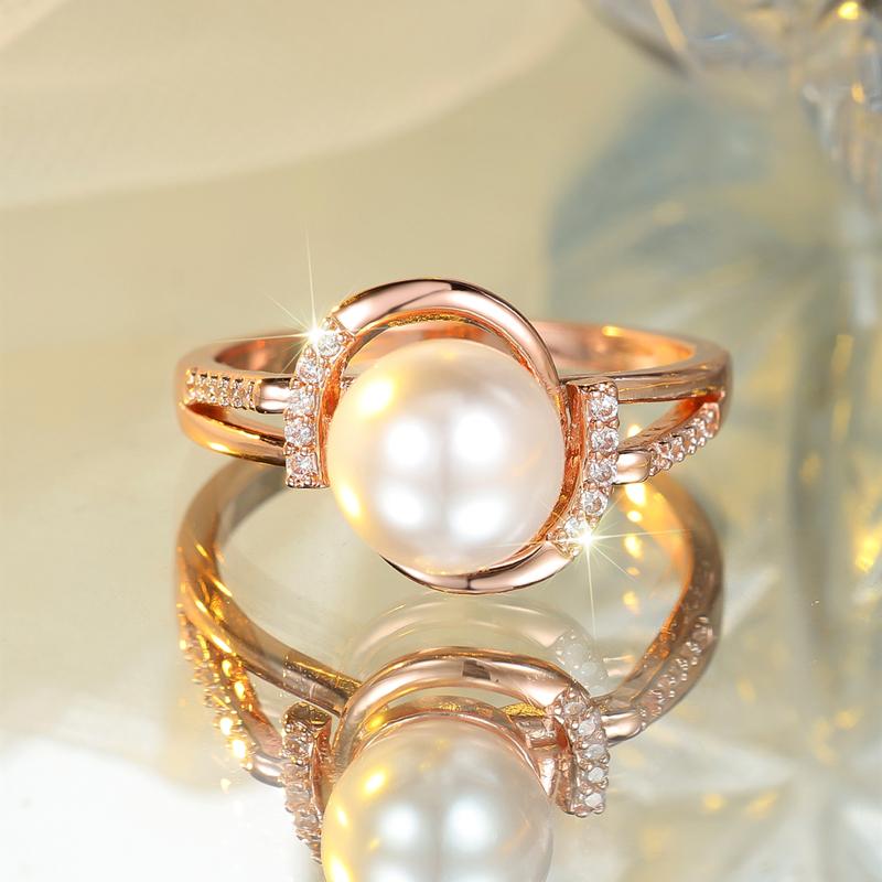 Женское кольцо с имитацией жемчуга, изящная бижутерия