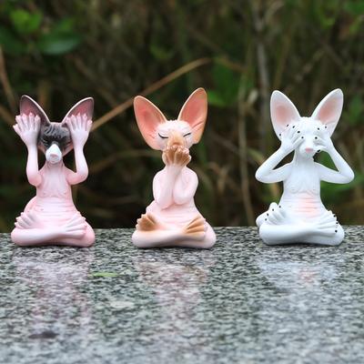 Медитирующая кошка, статуэтка Будды из смолы, лысый кот, украшения, сидящая в медитации, дзен-статуэтка кошки, домашний декор, подарок для любителей медитации