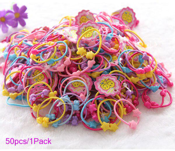 50pcs/Pack Cute Candy Colors Elastic Hair Rubber Band High Quality Ponytail Holder Headband Ties Gum