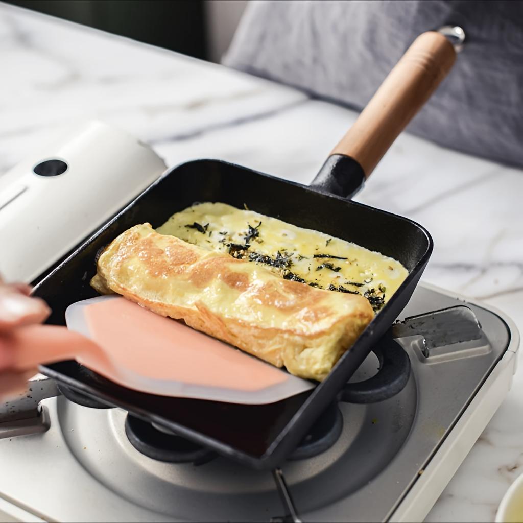 2pcs Non Stick Square Cast Iron Skillets Thick, Heat Distributed, Durable Japanese Style Egg Pancake Pans for Perfect Omelets and Crepes