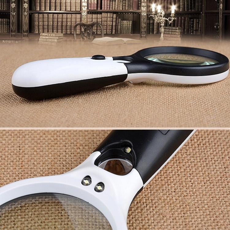 Reading Visual Magnifier with 3 LED Light, Mini Portable 3-45X Handheld Reading Visual Magnifier with 3 LED Light