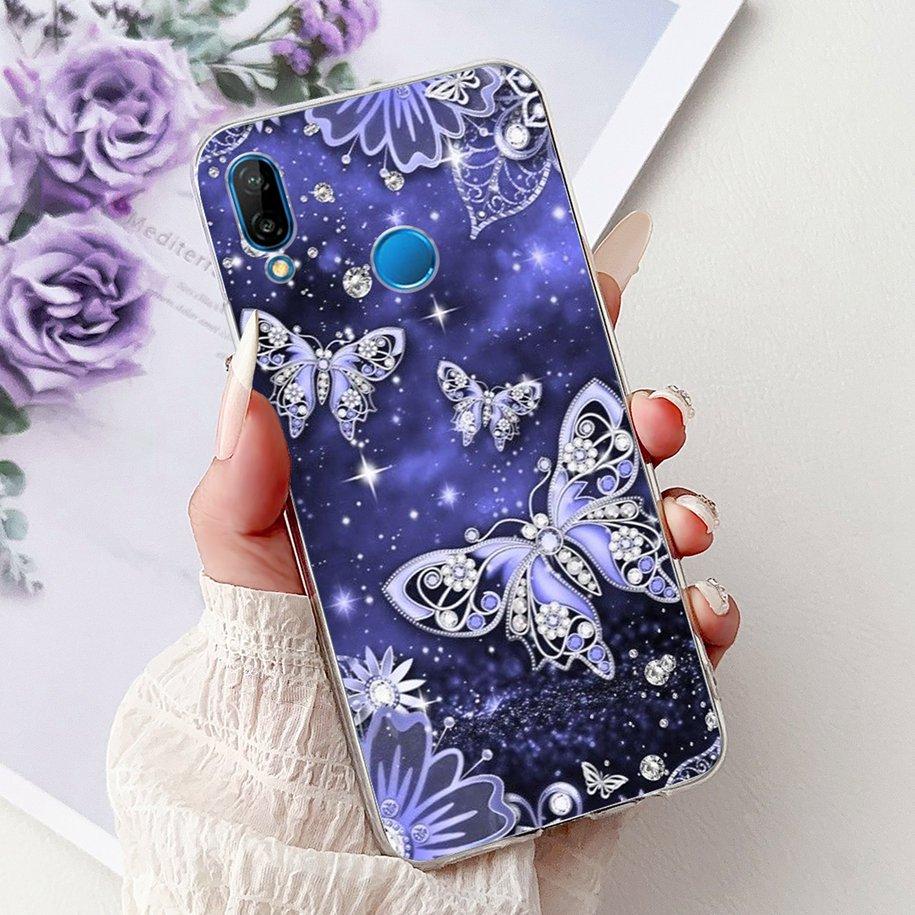 For Huawei P20 Lite Case Popular Flower Butterfly Soft Clear Silicone Phone Back Cover For Huawei P20Lite Nova 3e ANE-LX1 Bumper