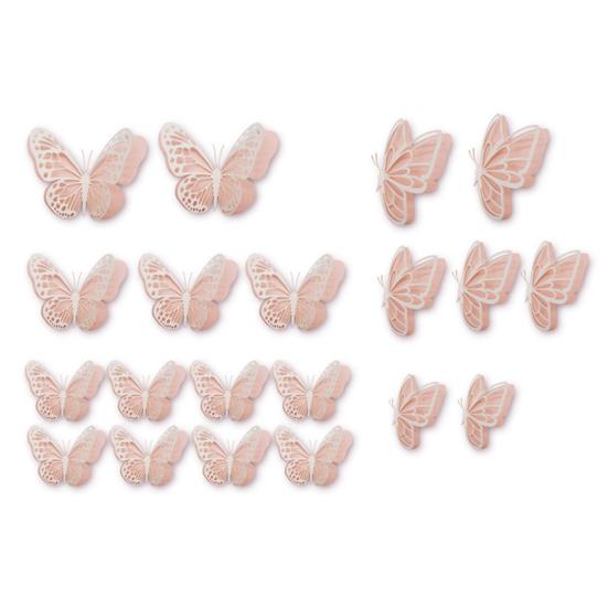 20 Pcs 2 Layers Wing Butterfly Wall Decor Self-Adhesive 3D Hollow Butterfly Stickers for Home Bedroom Cake Baby Shower Birthday Party Decoration