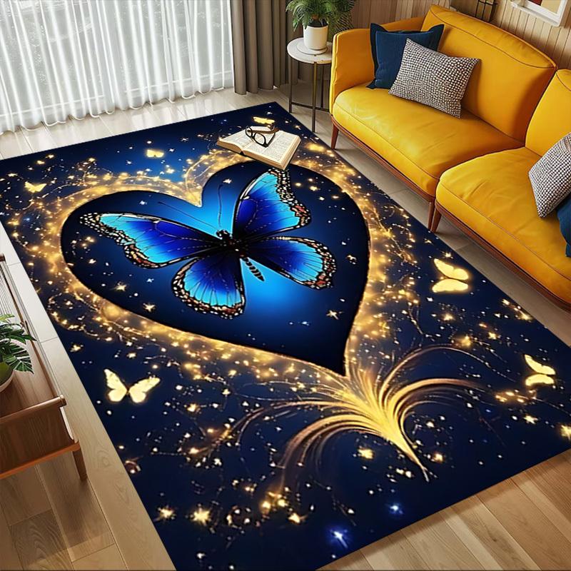 Butterfly Heart Pattern Area Rug, Office Carpet Indoor Outdoor Entrance Doormat, Non-Slip Soft And Comfortable, Living Room, c122082
