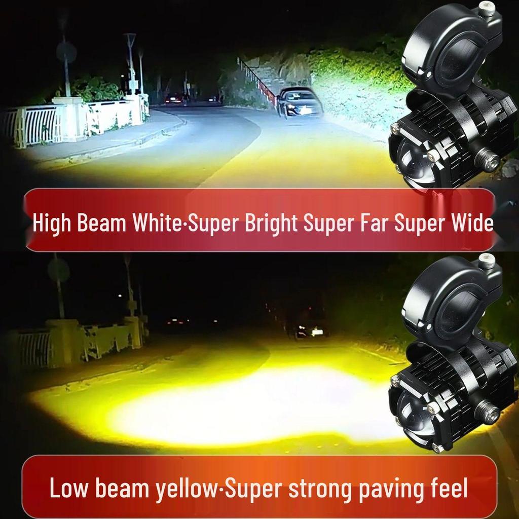Светодиодный мотоциклетный прожектор высокой интенсивности с дьявольским глазом - Суперяркий, Четырехцветный стробоскоп, Дальний/Ближний свет