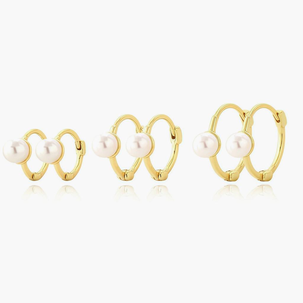 Factory 925 Sterling Silver Pearl Hoop Earring for Women Minimalist Versatile Daily Wear Stackable Earring Jewelry