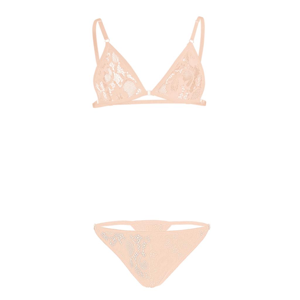 Plus Size Men's 2 Pieces Bikini Suit Gay Cross-Dressing Thongs Bra Lace Sexy See-Through Underwear Suit