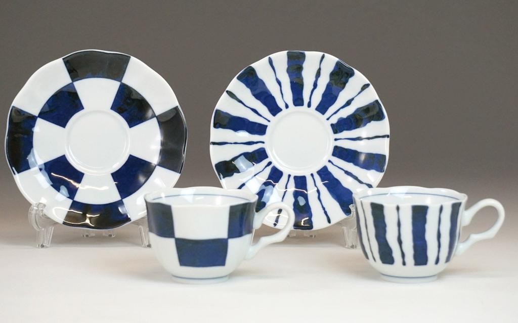 Nishikai Pottery Hasami Ware Coffee Cup Saucer Set Somenishiki Modern Presentation Box 250ml 14112