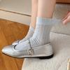 Женские носки в корейском стиле, летние, хлопковые, тонкие, дышащие, средней длины, однотонные, белые, серые, розовые, голубые, желтые, длинные носки, носки
