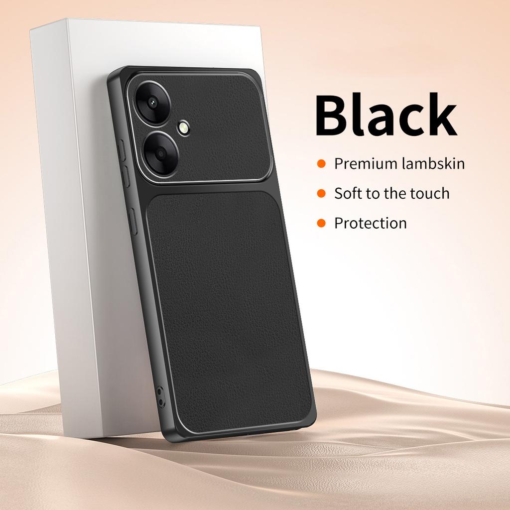 Роскошный Чехол для Телефона с Текстурой Натуральной Кожи для Xiaomi Poco M6 Plus Pro 4G 5G Оригинальный Высококачественный Кожаный Ударопрочный Защитный Задний Чехол с Покрытием