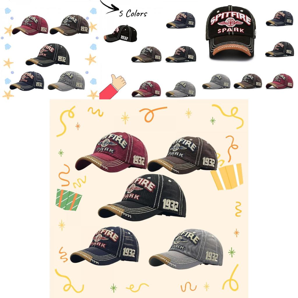 Unisex Cotton Baseball Cap With Embroidered Lettering And Vintage Brim For Outdoor Sun Protection