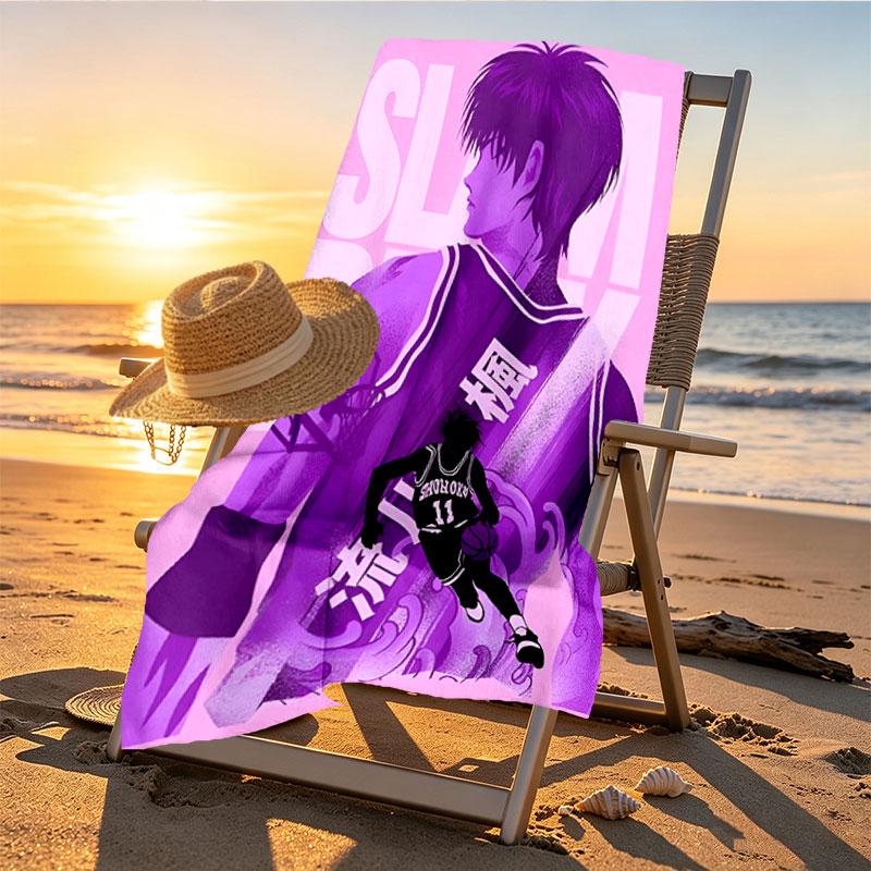 SLAM DUNK Print Beach Towel Design, Soft, Lightweight. for Home Bathroom, Spa, Pool, Yoga, Surfing, Camping, Gift for Family, Friend