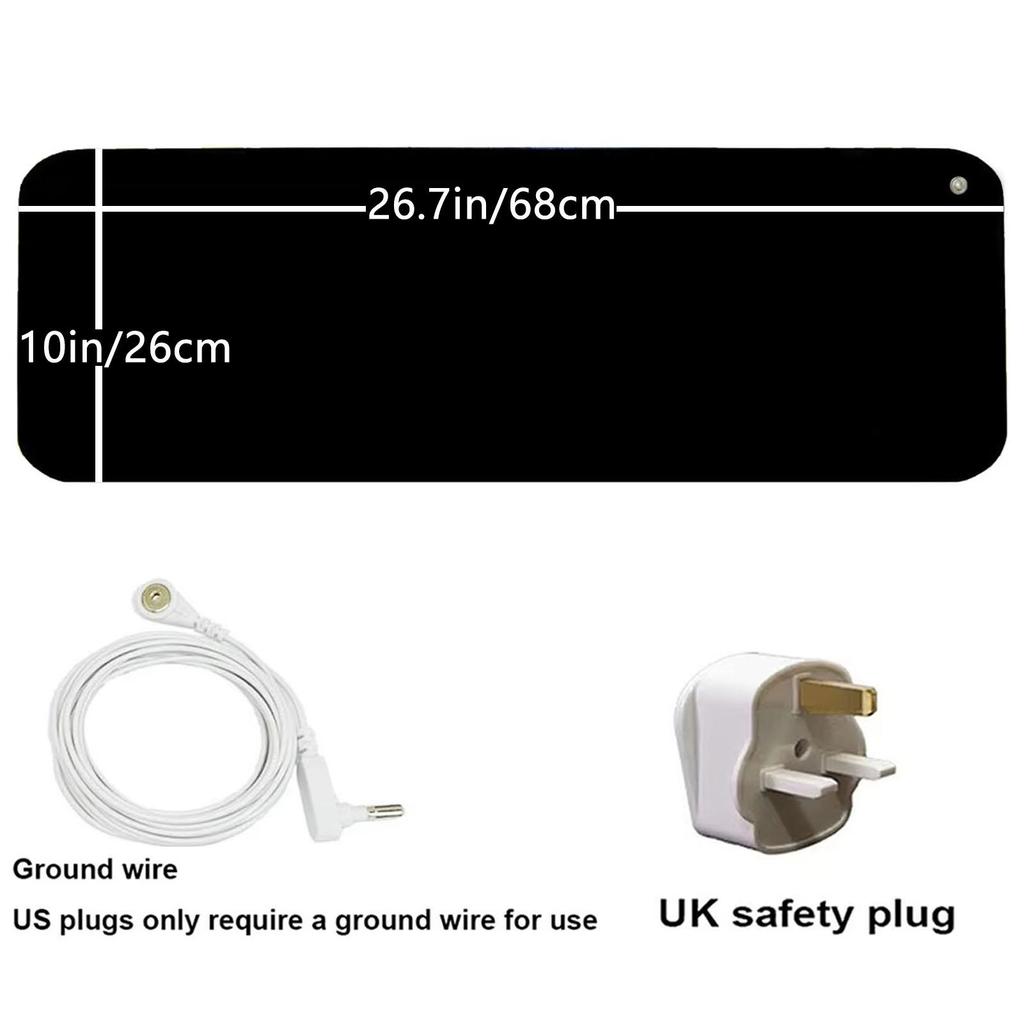 Комплект заземляющего коврика с 15-футовым заземляющим шнуром, заземляющая подушка для здоровья, заземляющий коврик для кровати, коврик для ног, компьютерный коврик, коврик для сна, коврик для домашних животных (10" x 26,7")