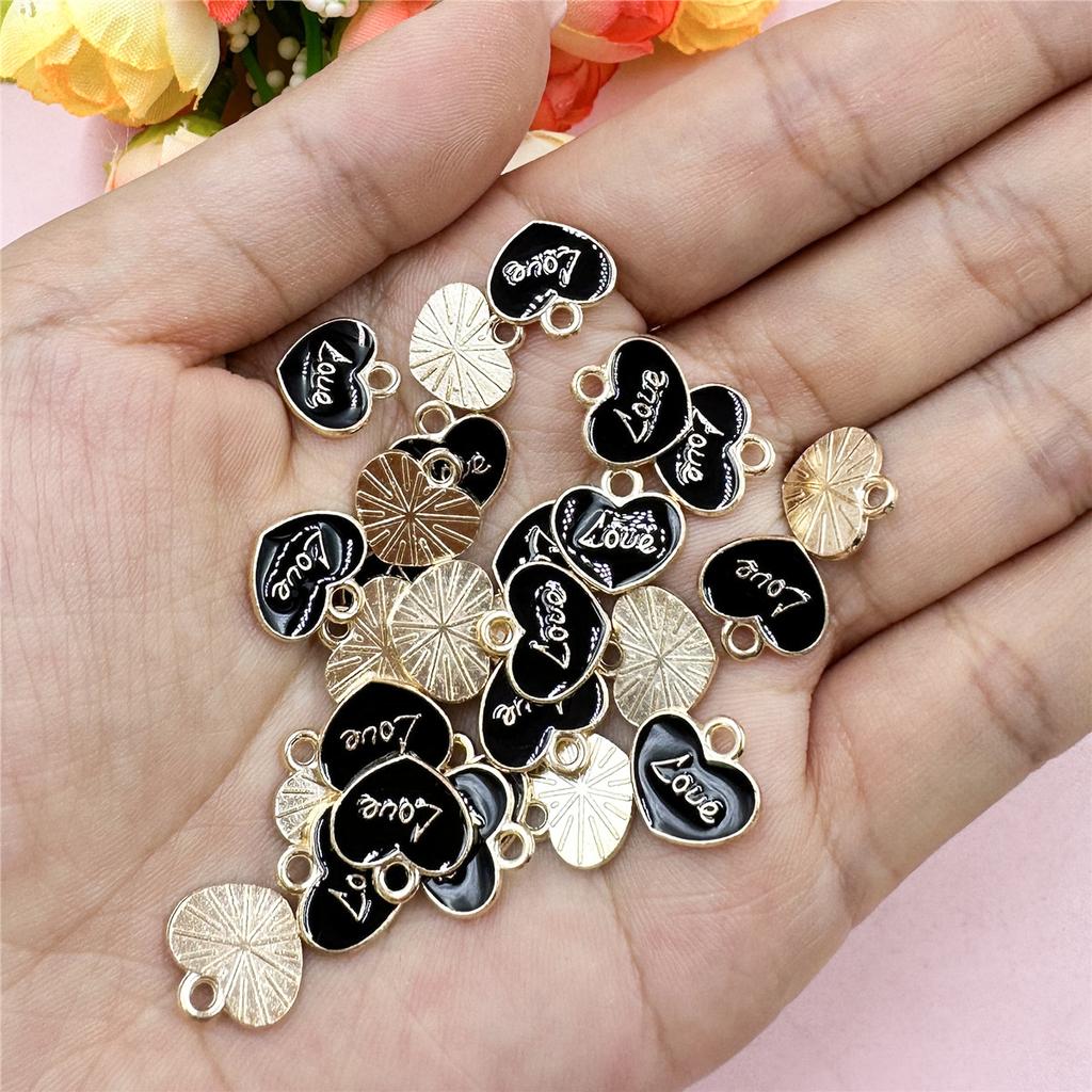 Сплав капает масло Мода 20 шт. Материал ручной работы Свободные бусины DIY Ювелирные аксессуары для браслета Серьги Изготовление маленьких бусинок в форме сердца любви