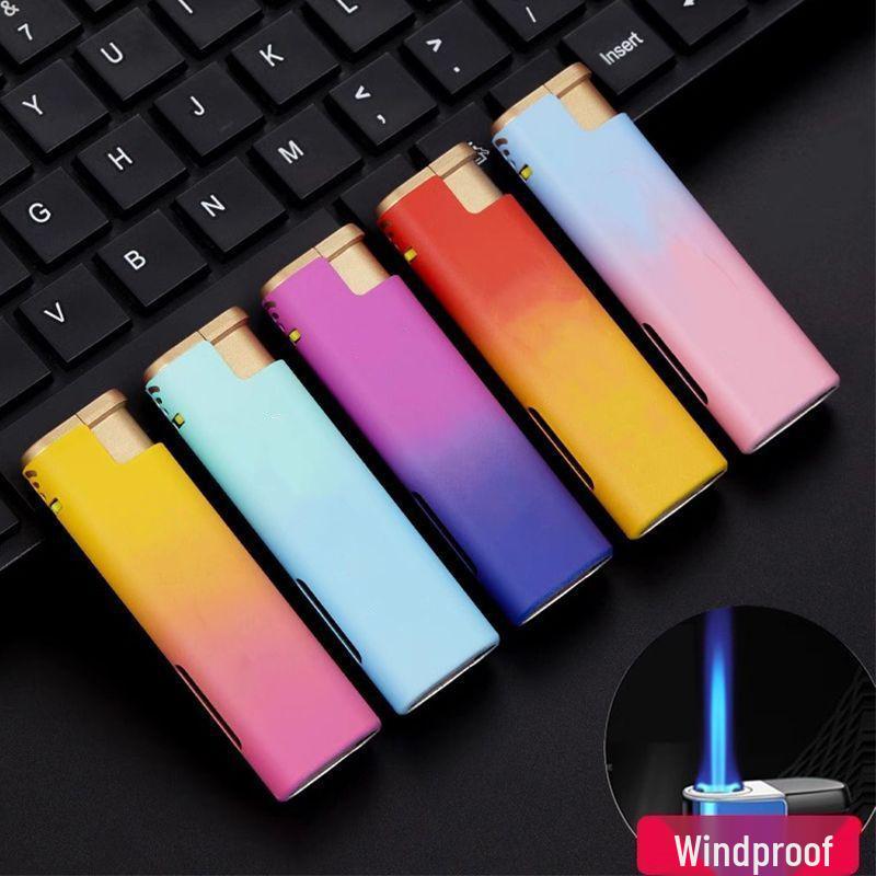2025 Gradient Metal Windproof Lighter – Durable, Frosted, Explosion-Proof, Refillable, High-Value Design