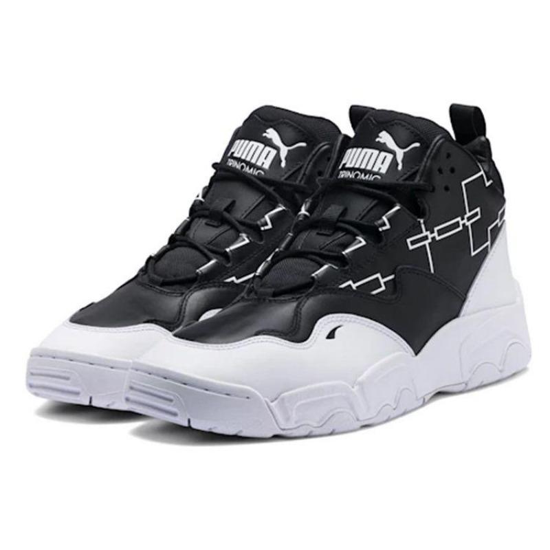 Puma Source Mid Bracket Модные Средние Ретро Баскетбольные Кроссовки Унисекс Черно-Белые 370223-01