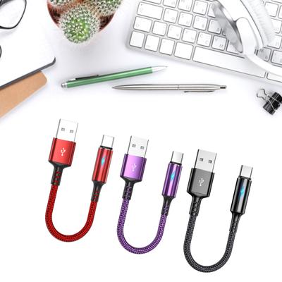 Компактный кабель USB C - USB A для зарядки и передачи данных, 2,4 А, шнур для зарядного устройства, короткий шнур длиной 25 см, материал - нейлон и алюминиевый сплав