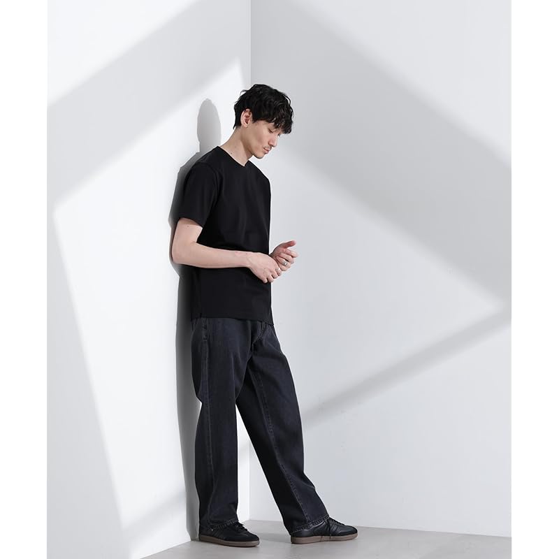 [Nano Universe] футболка с круглым вырезом и коротким рукавом с защитой от запаха, мужская S 010 черная 672-5124202