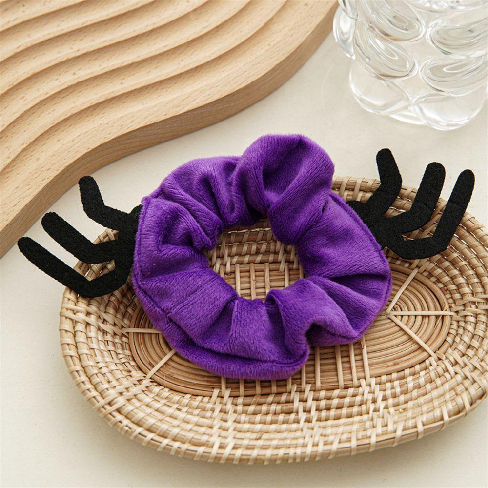 Female Hair Ties Antler Bat Christmas Halloween Spider Flannel Scrunchies Elastic Hair Bands Ponytail Holder Women Hair Rope