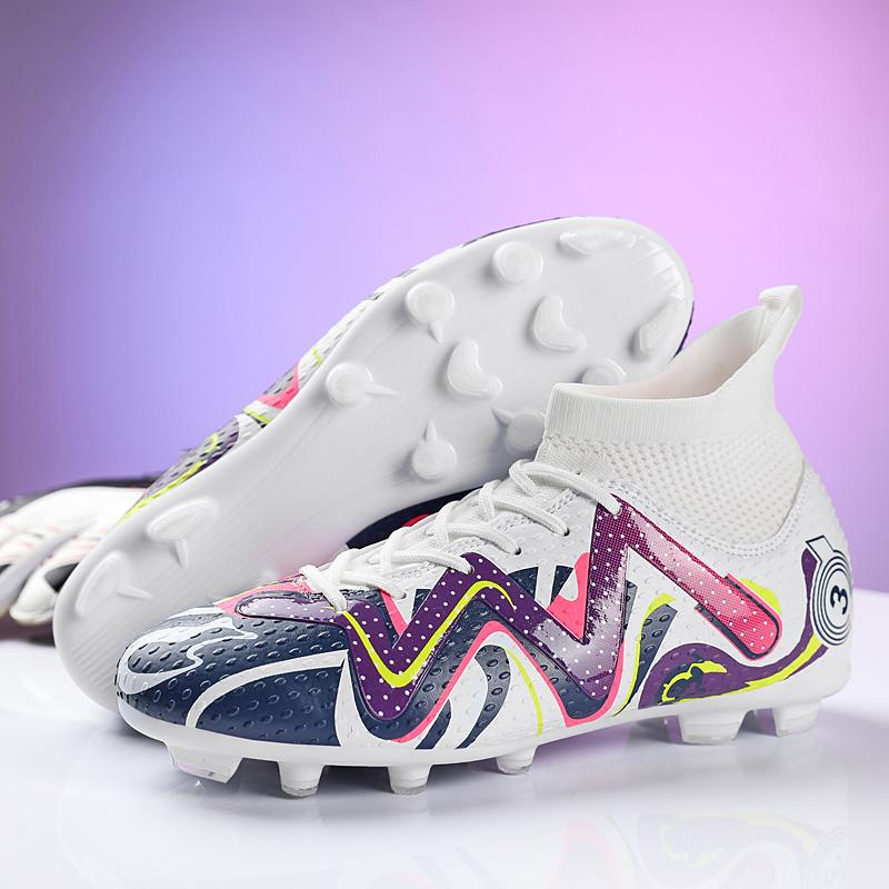 Мужские футбольные бутсы с длинными шипами и высокой лодыжкой, футбольные бутсы AG/TF, детские уличные бутсы для травы, футбольные бутсы, тренировочные спортивные футбольные бутсы