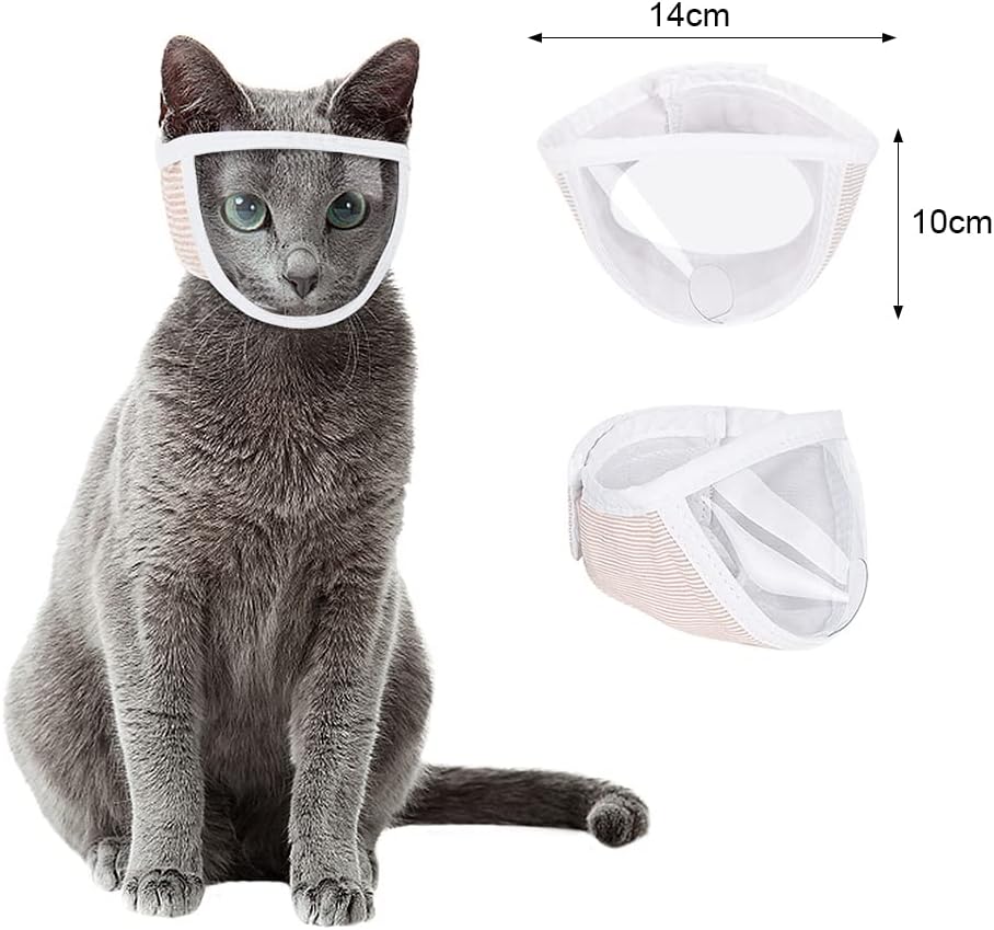 Cat Muzzle Transparent Cat Muzzle for Grooming Breathable Cat Mouth Cover for Anti Biting Adjustable Cat Grooming Mask for Cat,