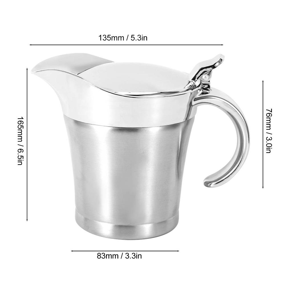 304 Stainless Steel Gravy Boat Double Wall Insulated Sauce Storage Container Sauce Jug Home Use