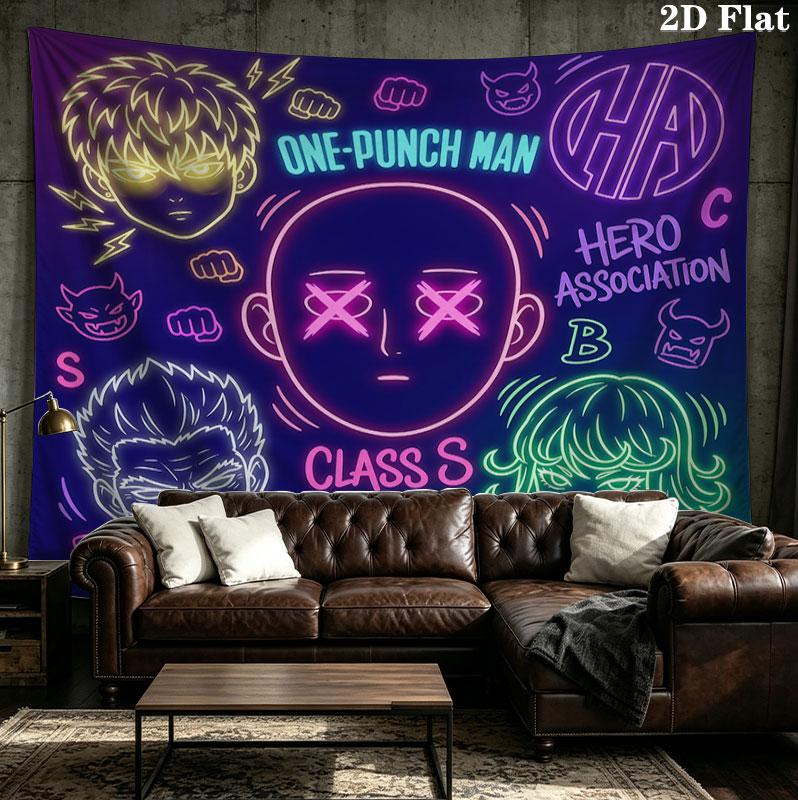Onepunch Man Wall Tapestry Aesthetic Wall Hanging Printed Fabric Blanket Decorative Tapestries For Bedroom Living Room Home Decor