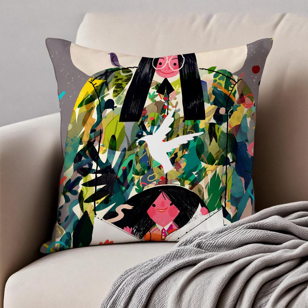 art LLisk Feng Cushion Cover Pillowcase Antidustmite Invisible Zipper Short Plush Sofa Cushion