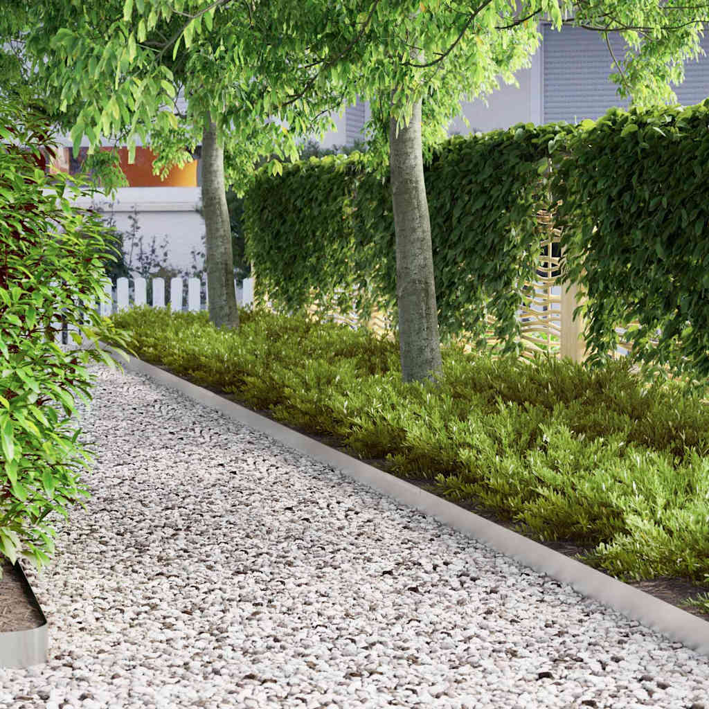 Lawn Edging 4 pcs Silver 450 x 0.05 x 10 cm Stainless Steel