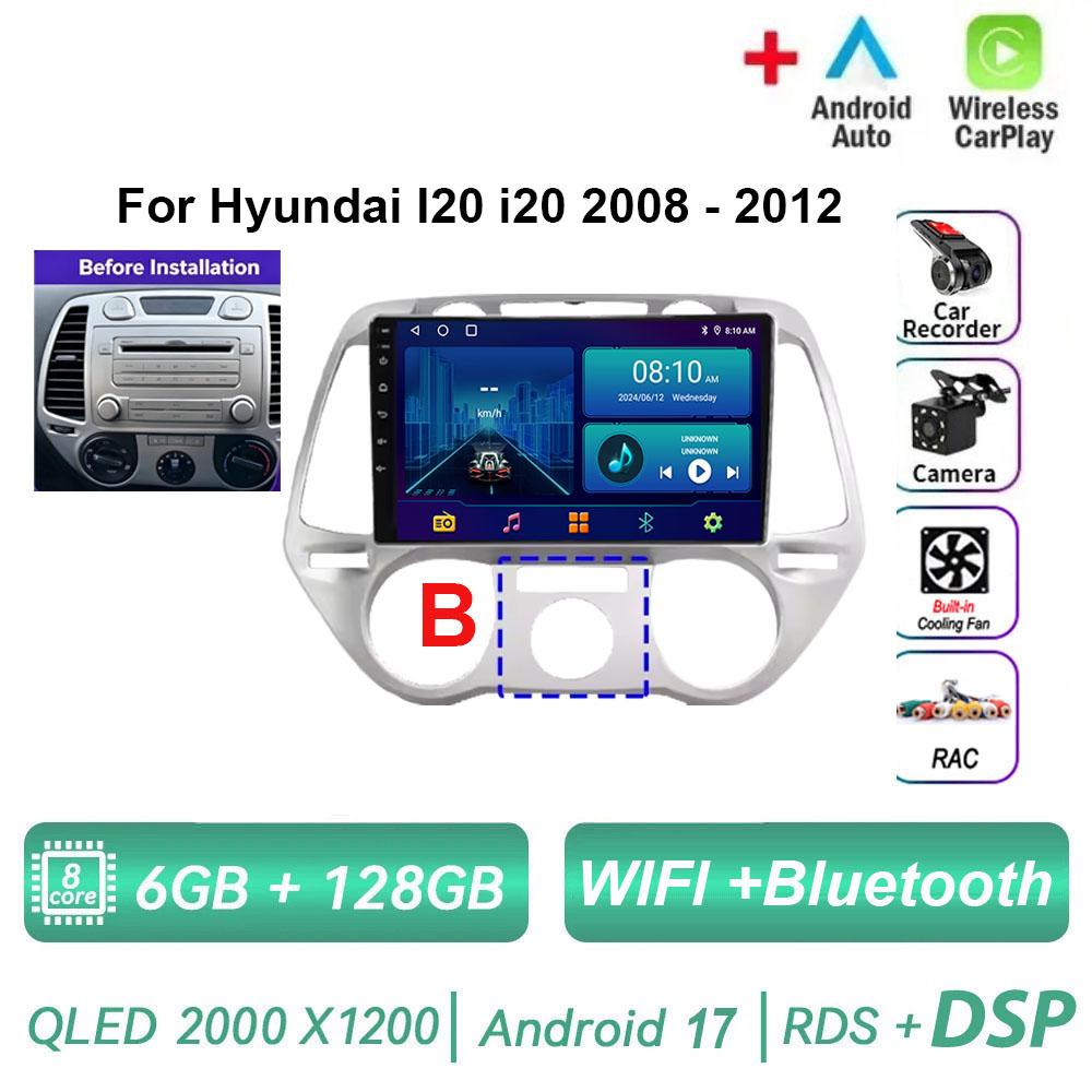 Autoradio Android 17 pour Hyundai I20 i20 2008 - 2012 Lecteur Multimédia Vidéo Stéréo WIFI Écran Tactile Carplay Autoradio 4G GPS