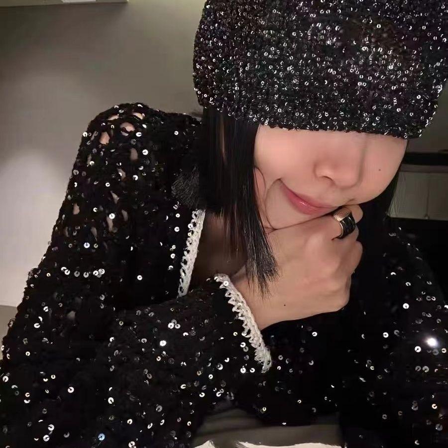 Новая корейская вязаная шапка с пайетками для женщин, осень-зима, для мужчин и женщин, уличная мода, хип-хоп, индивидуальная теплая шапка-бини с черепом