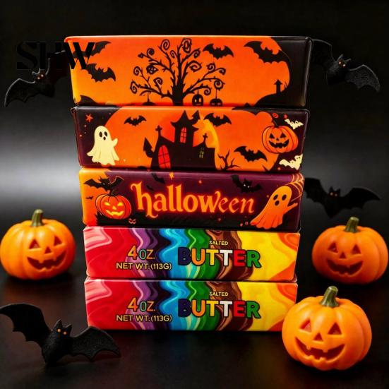 Butter Stick Sensory Toy Halloween Stress Relief Squeeze Toy, Colorful Slow Bar-shaped Fidget Rise Desk Party Favors for Adults Kids Toys